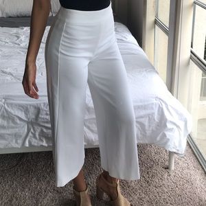 White Zara Wide Leg Crop Pant